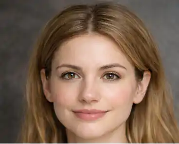 Woman with light brown hair and soft makeup facing the camera against a plain gray background