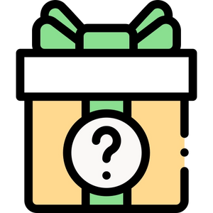 Mystery Gift H2Glow gift box with question mark icon in green and black on a white background