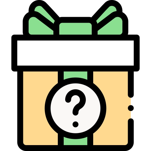 Mystery Gift H2Glow gift box with question mark icon in green and black on a white background